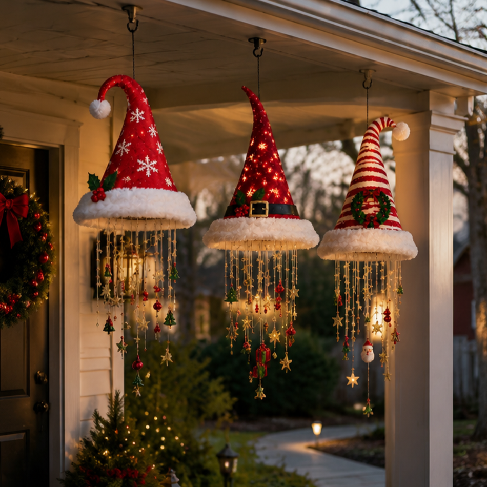 🎅 Lighted Santa Hat Hanging Chandelier 🎄