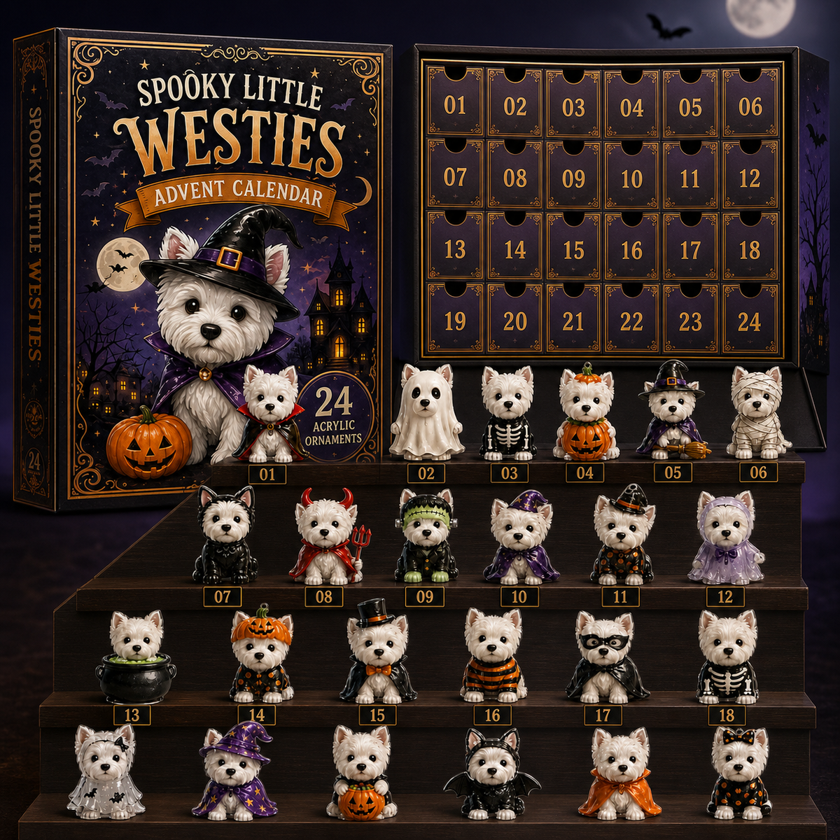 HALLOWEEN KICKOFF 49% OFF - Spooky Little Westies Advent Calendar 2026 - 24-Day Festive Countdown - Gift For West Highland Terrier Lovers